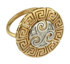 Georgios Collections 18 Karat Yellow and White Gold Diamond Greek Key Band Ring