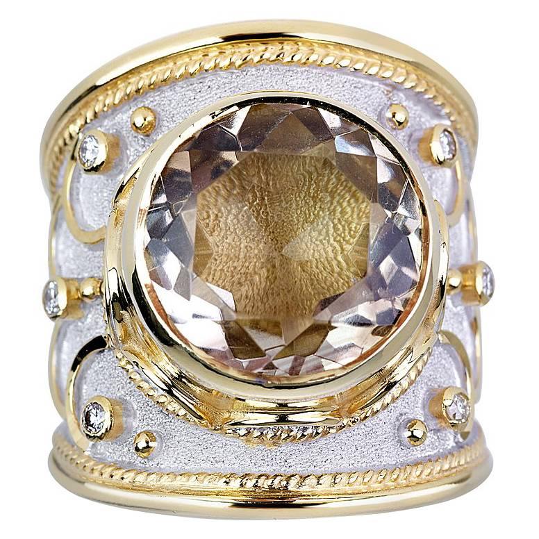 Georgios Collections 18 Karat Yellow and White Gold Ring with 9.03 Carat Quartz For Sale