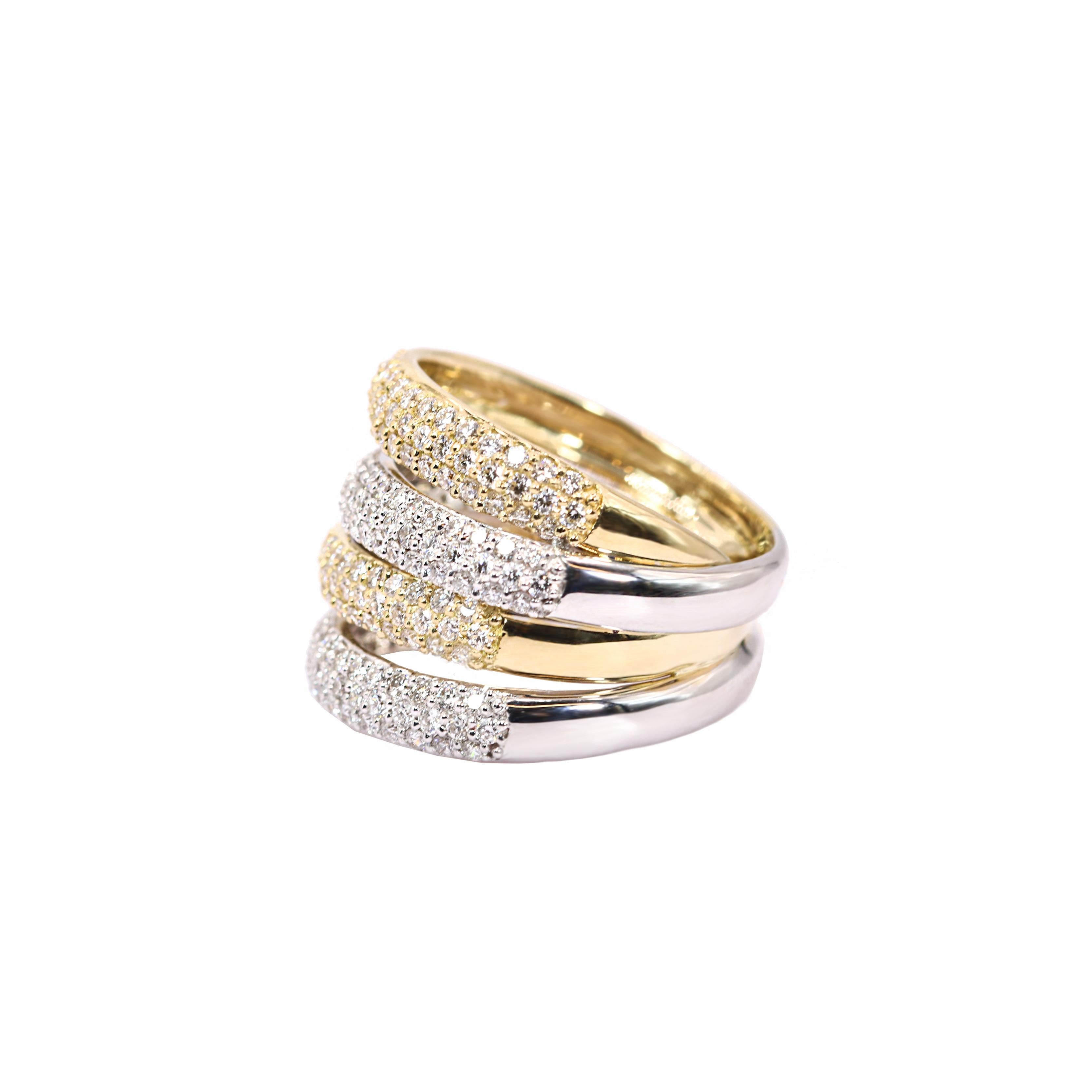 Contemporary Georgios Collections 18 Karat Yellow and White Gold Ring with Brilliant Diamonds For Sale