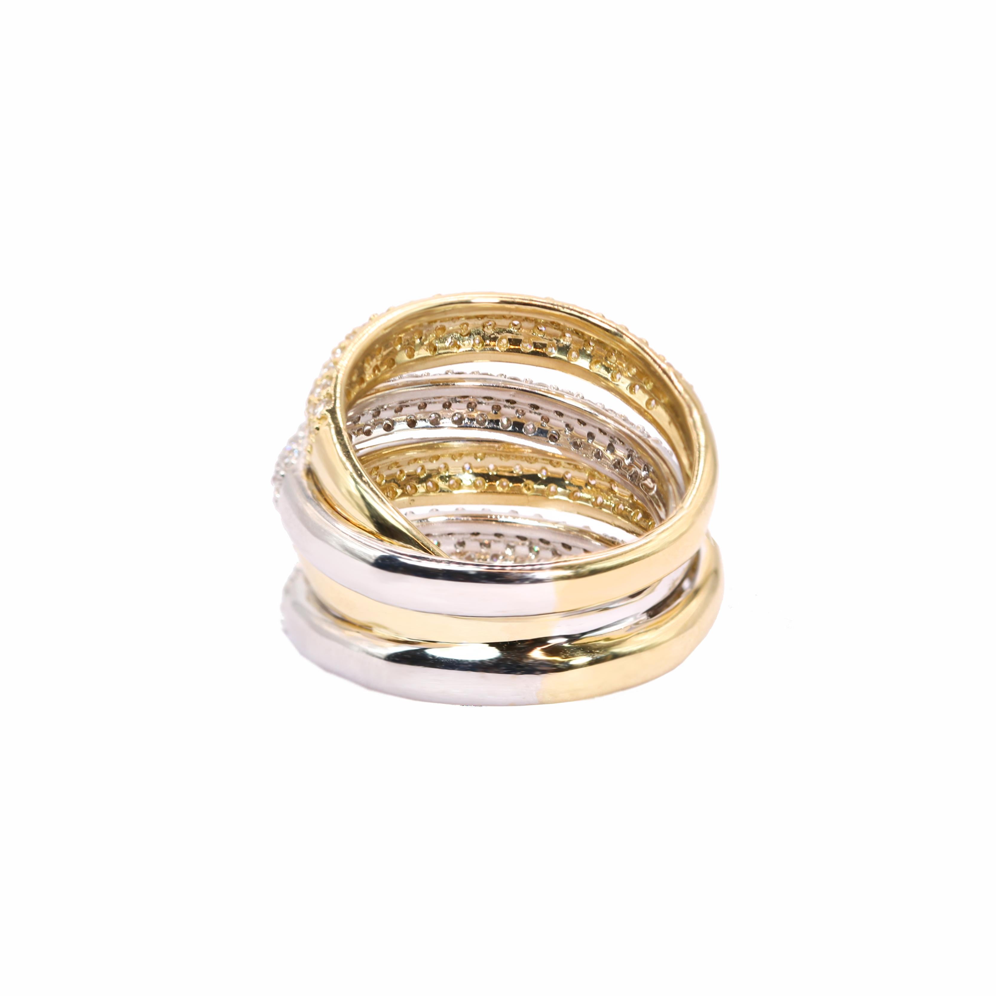Brilliant Cut Georgios Collections 18 Karat Yellow and White Gold Ring with Brilliant Diamonds For Sale