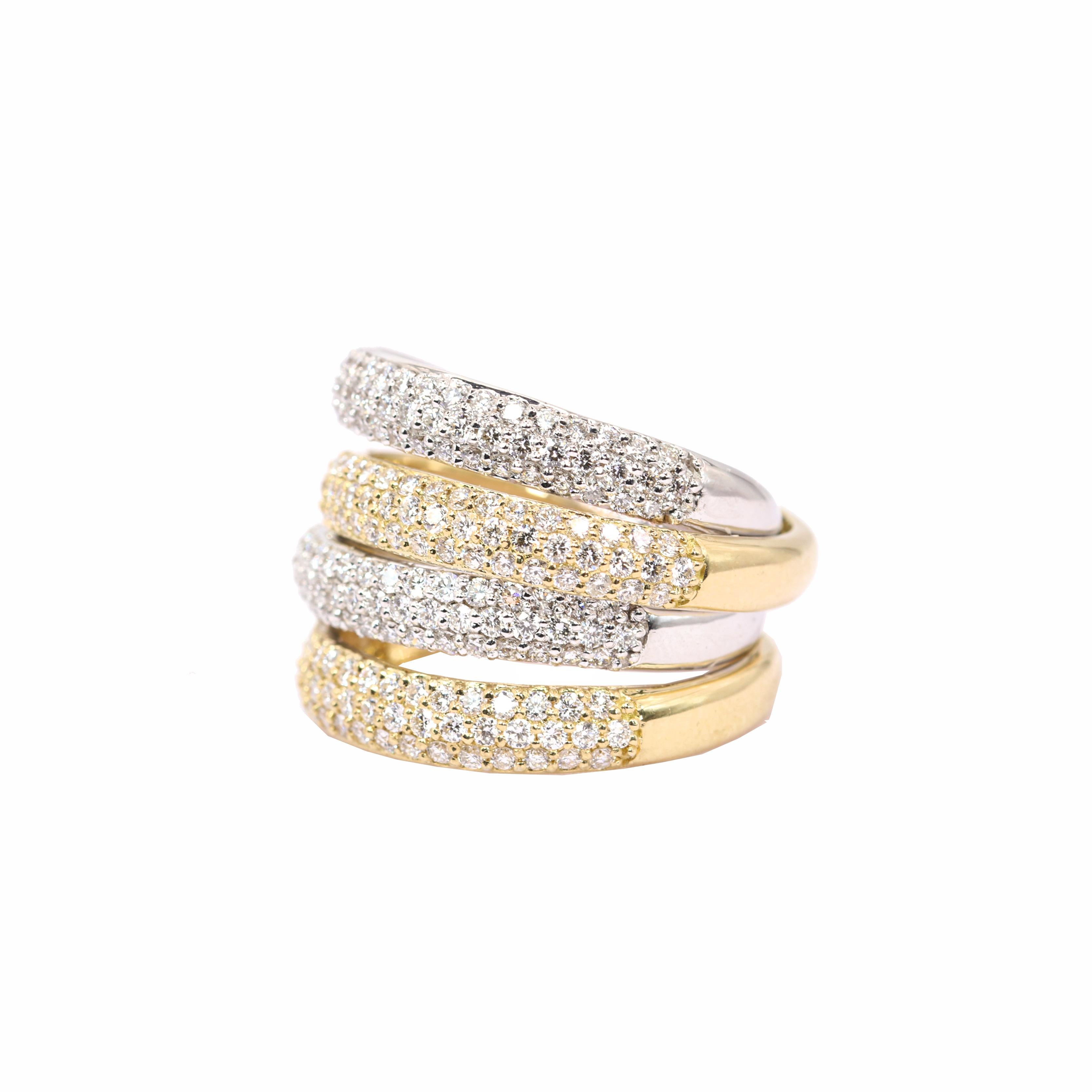 Georgios Collections 18 Karat Yellow and White Gold Ring with Brilliant Diamonds In New Condition For Sale In Astoria, NY