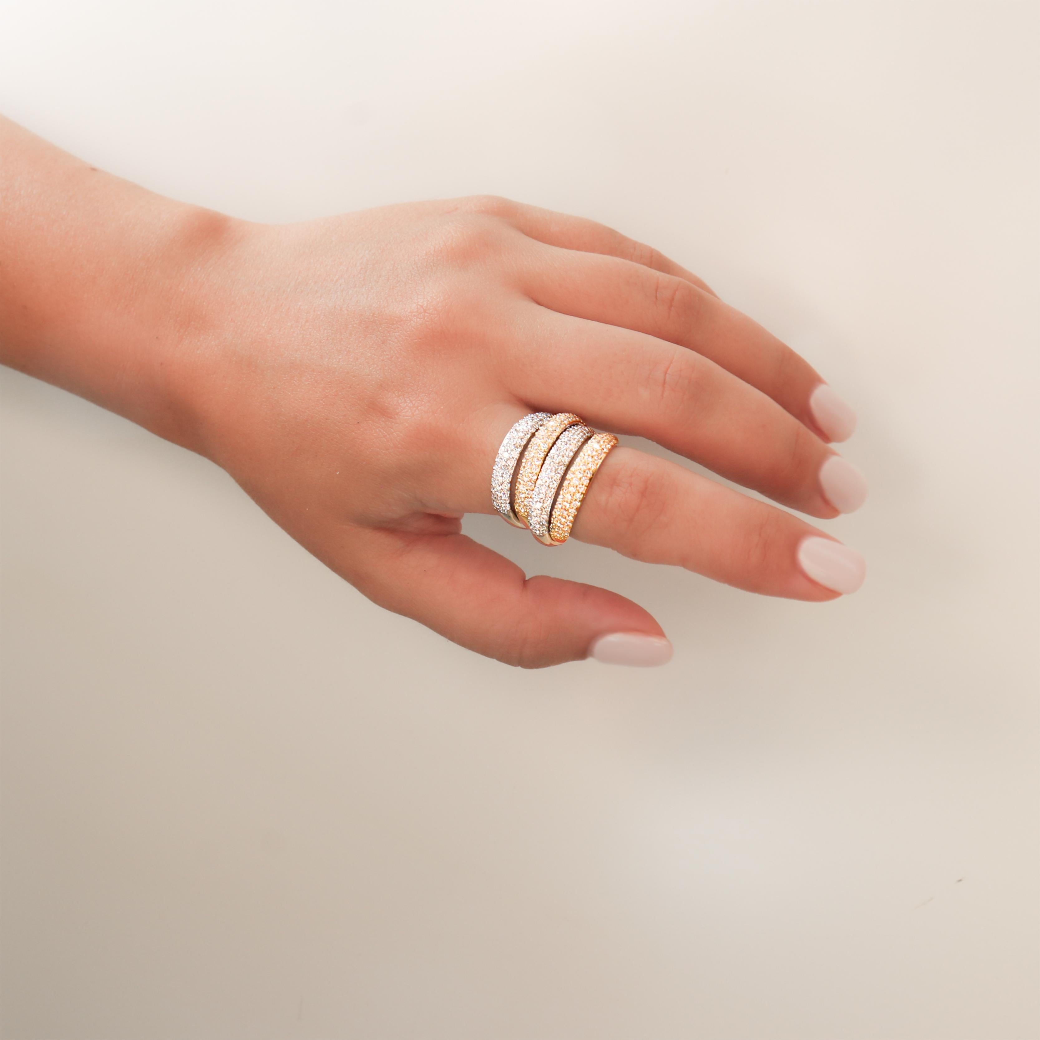 Georgios Collections 18 Karat Yellow and White Gold Ring with Brilliant Diamonds For Sale 2