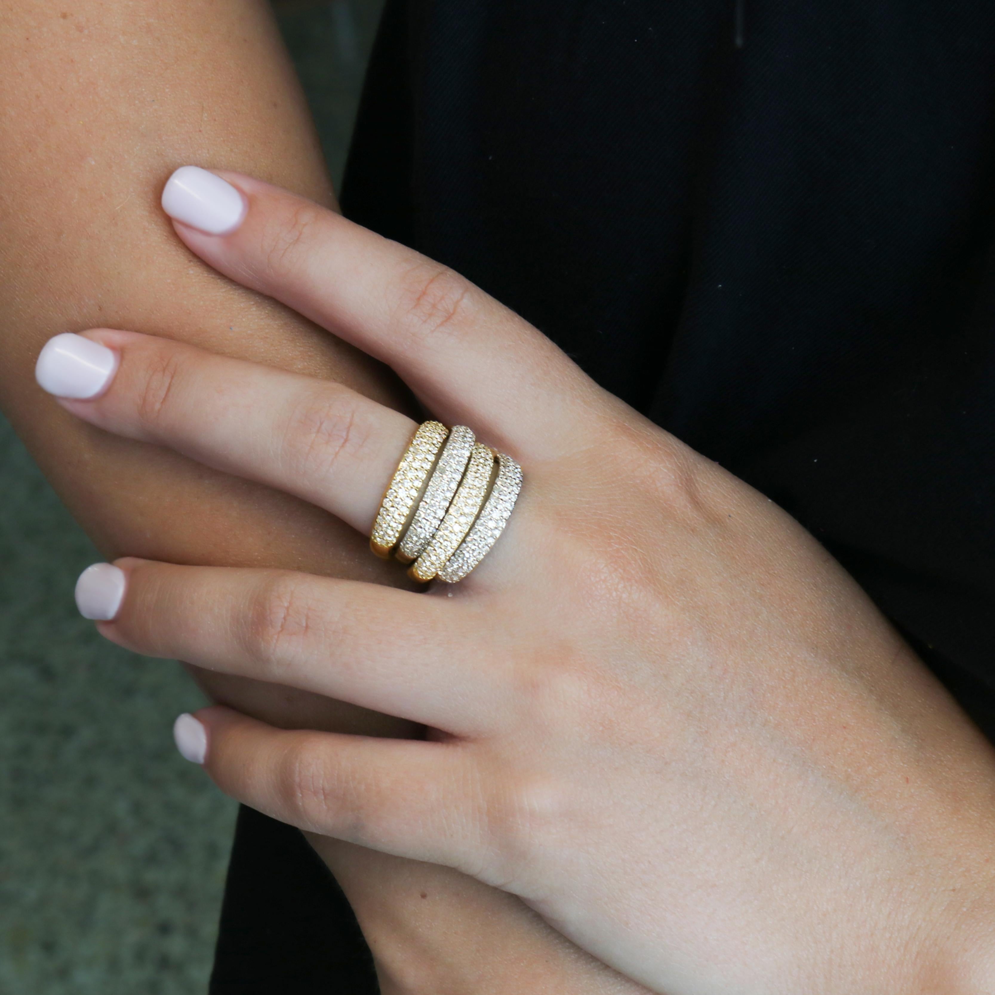 Georgios Collections 18 Karat Yellow and White Gold Ring with Brilliant Diamonds For Sale 3
