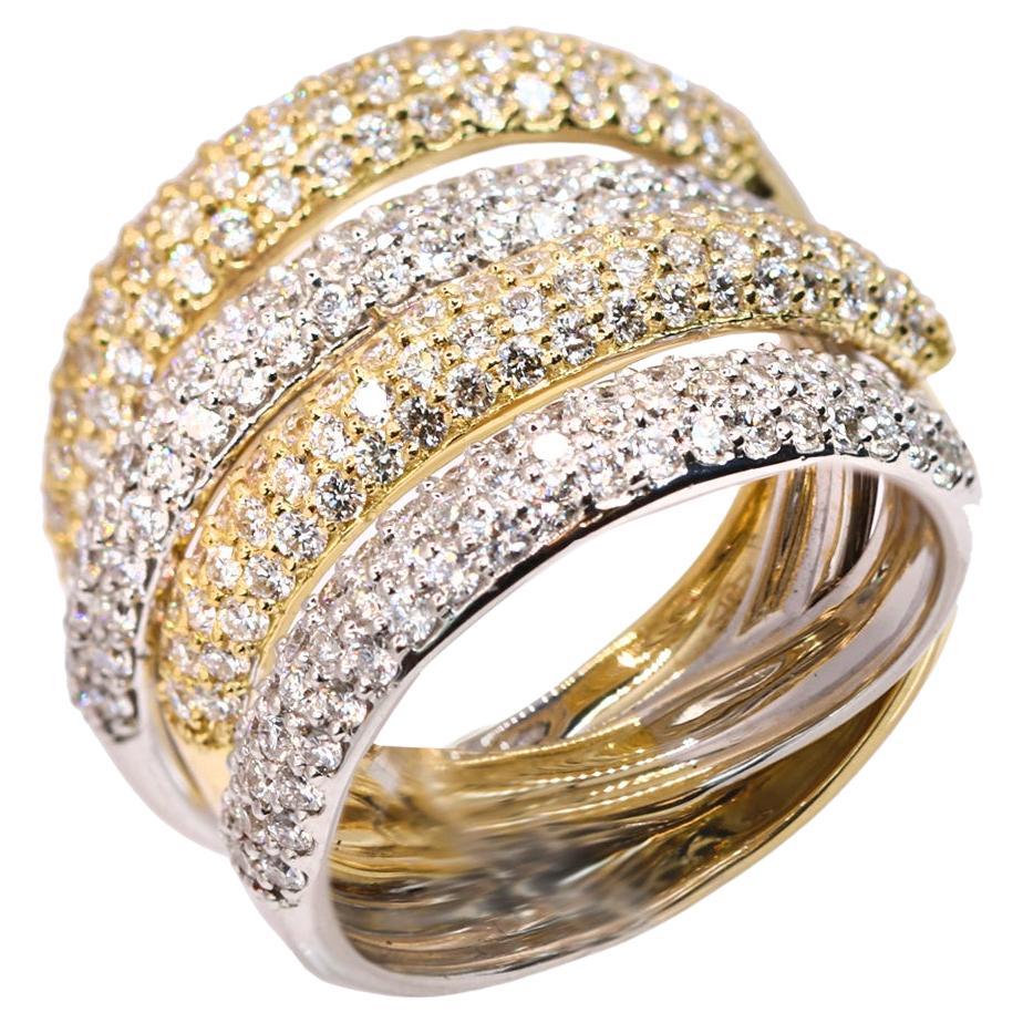 Georgios Collections 18 Karat Yellow and White Gold Ring with Brilliant Diamonds For Sale