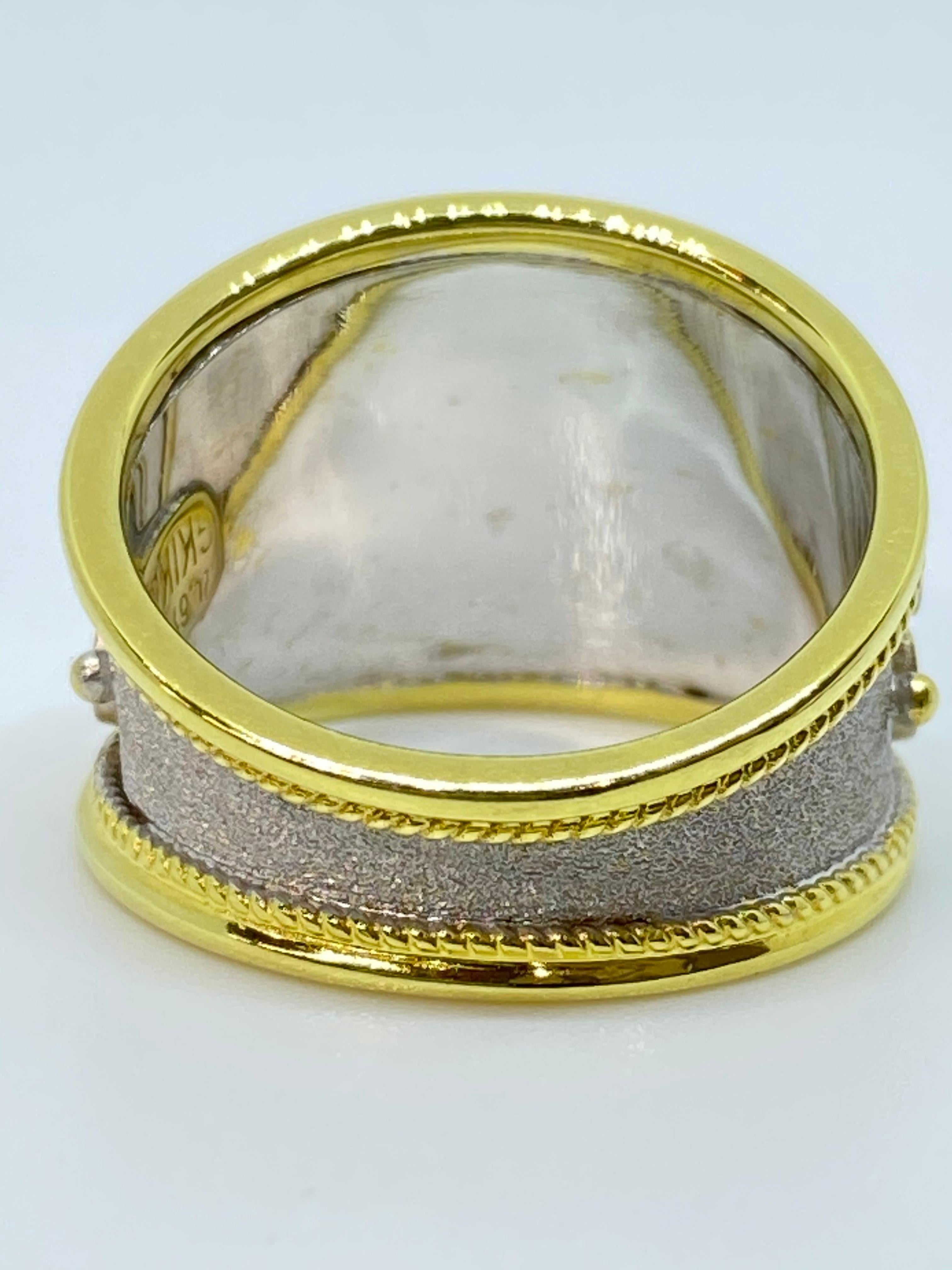 Georgios Collections 18 Karat Yellow and White Gold Two Tone Diamond Band Ring In New Condition For Sale In Astoria, NY