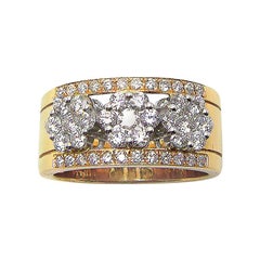 Anello con fascia di diamanti bicolore in oro giallo e bianco 18 carati Georgios Collections