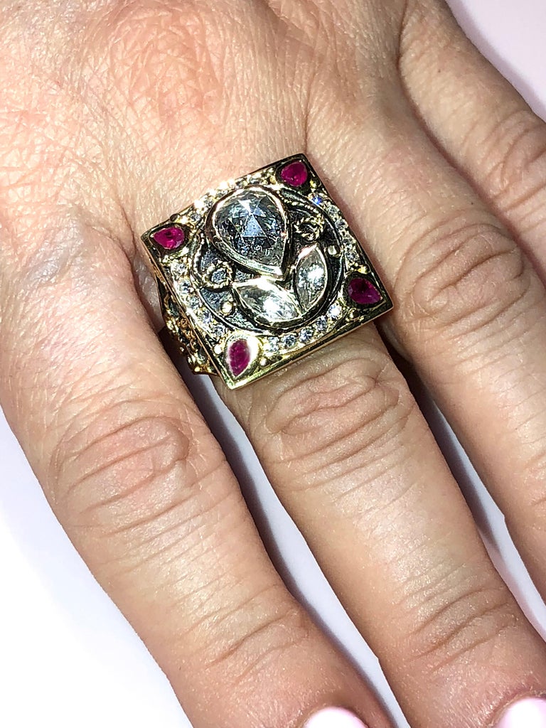 Georgios Collections 18 Karat Yellow Gold Black Rhodium Diamond Ruby ...