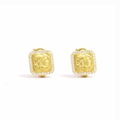 Georgios Collections 18 Karat Yellow Gold Alexander Square Clip Diamond Earrings
