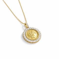 Georgios Collections 18 Karat Yellow Gold Alexander the Great Diamond Pendant