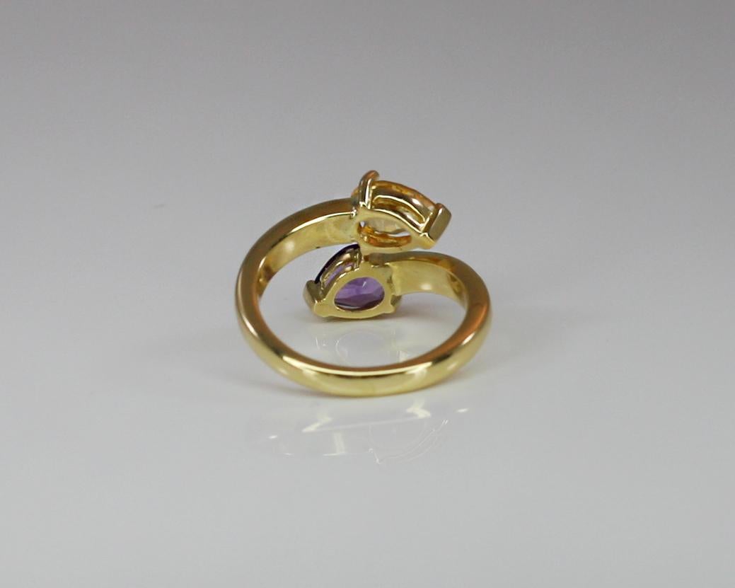 Georgios Collections 18 Karat Yellow Gold Amethyst and Citrine Diamond Band Ring For Sale 4