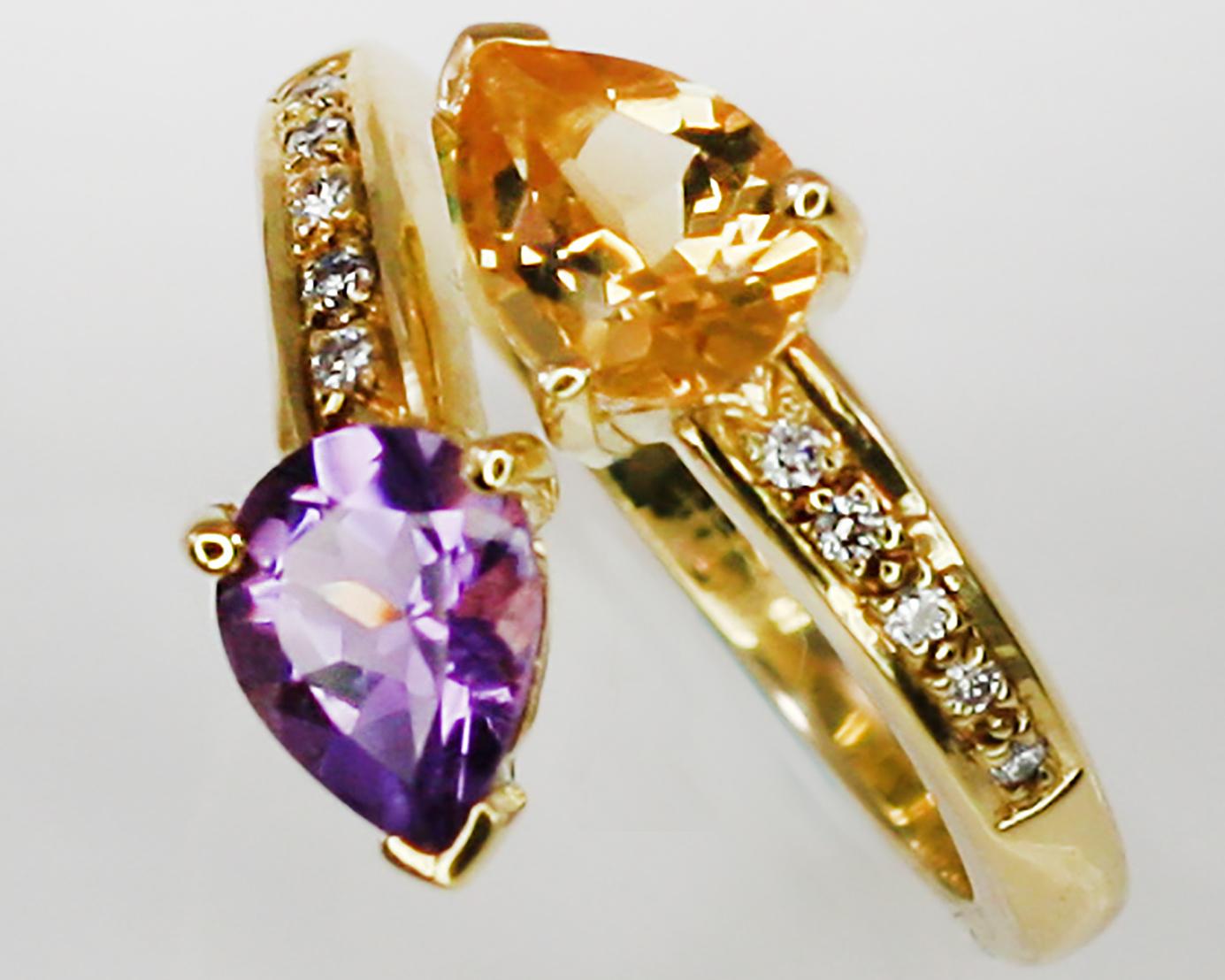 Georgios Collections 18 Karat Yellow Gold Amethyst and Citrine Diamond Band Ring For Sale 6