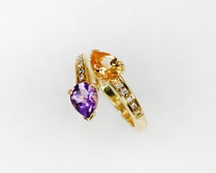 Anello a fascia con ametista e diamante citrino in oro giallo 18 carati Georgios Collections