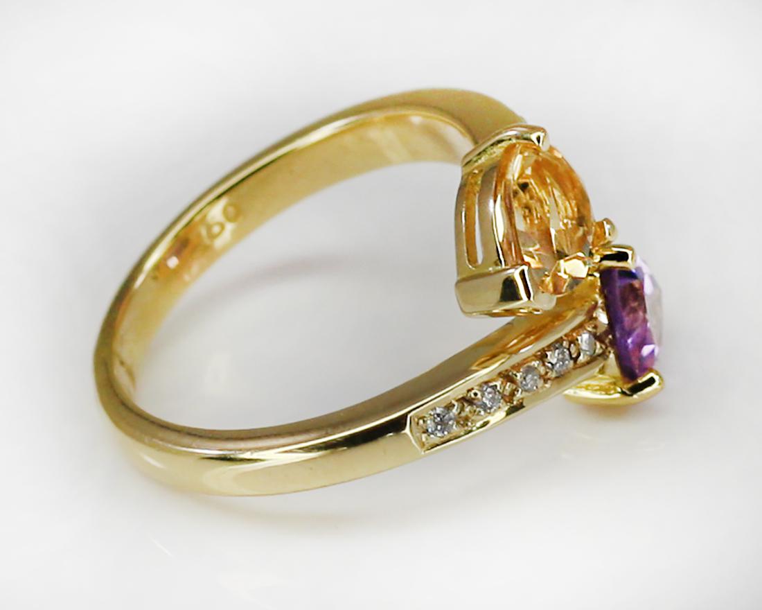 Contemporary Georgios Collections 18 Karat Yellow Gold Amethyst and Citrine Diamond Band Ring For Sale