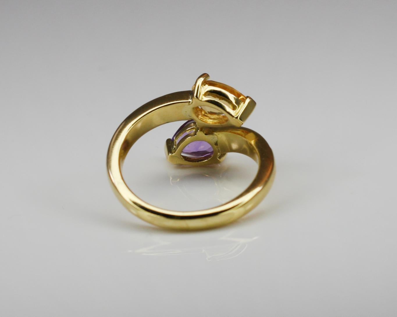 Georgios Collections 18 Karat Yellow Gold Amethyst and Citrine Diamond Band Ring In New Condition For Sale In Astoria, NY