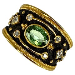 Georgios Collections 18 Karat Yellow Gold and Rhodium Diamond Tourmaline Ring