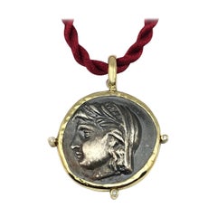 Georgios Collections Pendentif pièce de monnaie en or jaune 18 carats et argent avec diamants