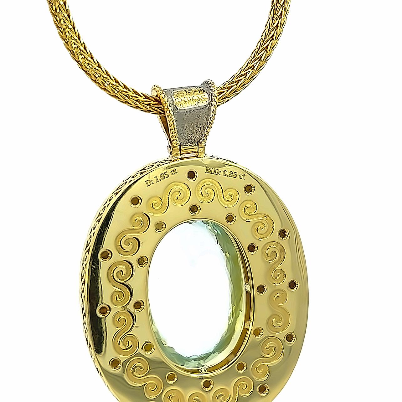 Women's Georgios Collections 18 Karat Yellow Gold Aquamarine and Diamond Pendant For Sale