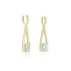 Georgios Collections 18 Karat Yellow Gold Aquamarine Earrings with Diamonds