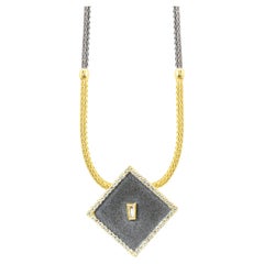 Georgios Collections Pendentif en or jaune 18 carats avec diamants baguettes et rhodium