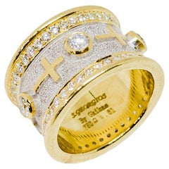 Anello a fascia larga in oro 18 carati con diamanti e rodio bianco della Collection'S