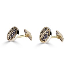 Georgios Collections 18 Karat Yellow Gold Black Rhodium Byzantine Style Cufflink