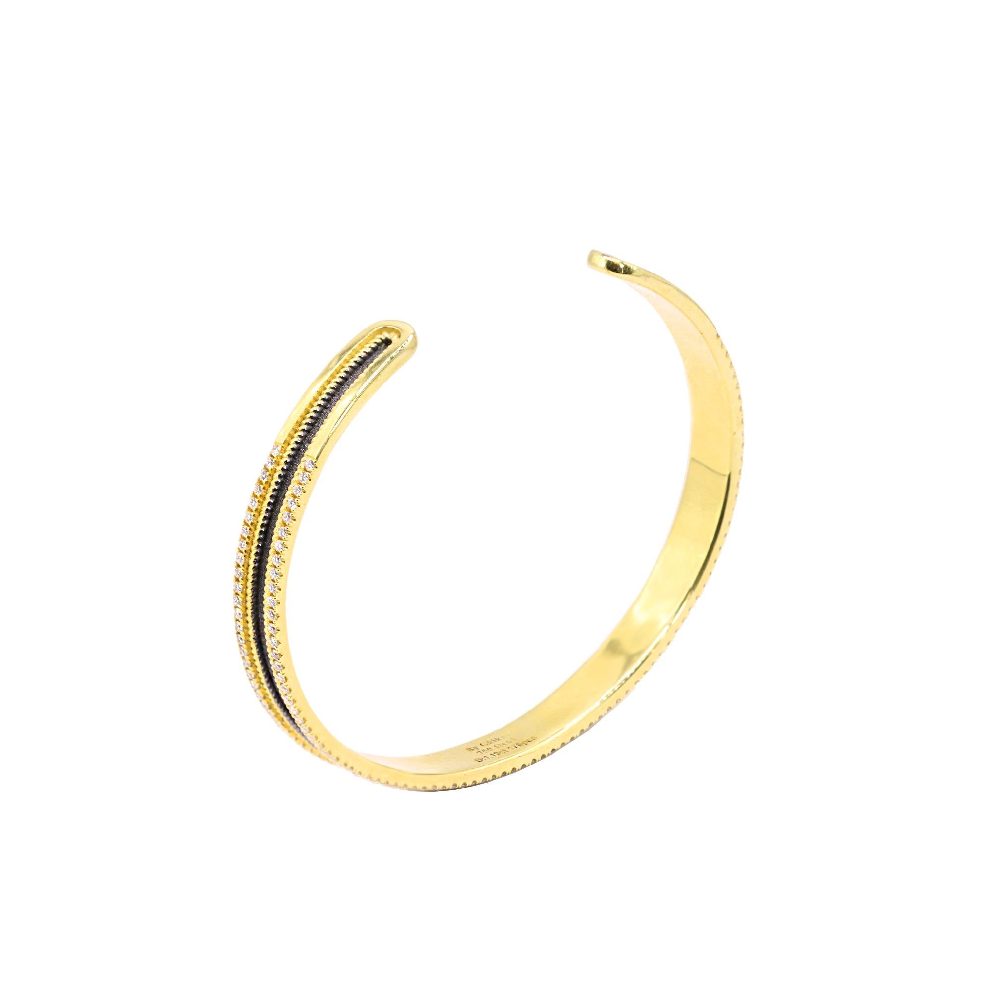 Georgios Kollektionen Armreif aus 18 Karat Gelbgold mit schwarzem Rhodium und Diamanten im Zustand „Neu“ im Angebot in Astoria, NY