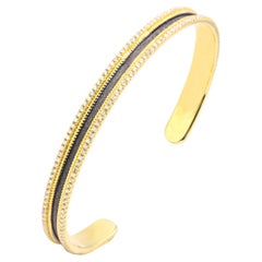Georgios Collections 18 Karat Yellow Gold Black Rhodium Diamond Bangle Bracelet