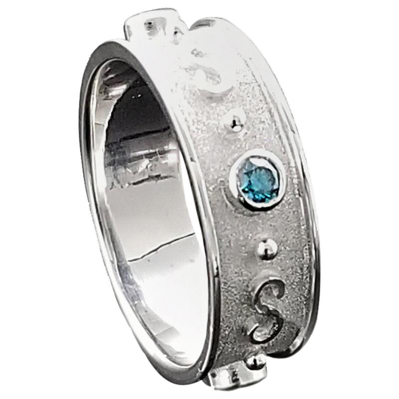 Georgios Kollektionen 18 Karat Gelbgold Blauer Diamantring Granulation Ring im Zustand „Neu“ im Angebot in Astoria, NY