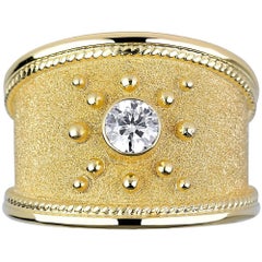 Georgios Collections 18 Karat Yellow Gold Diamond Byzantine Style Band Ring