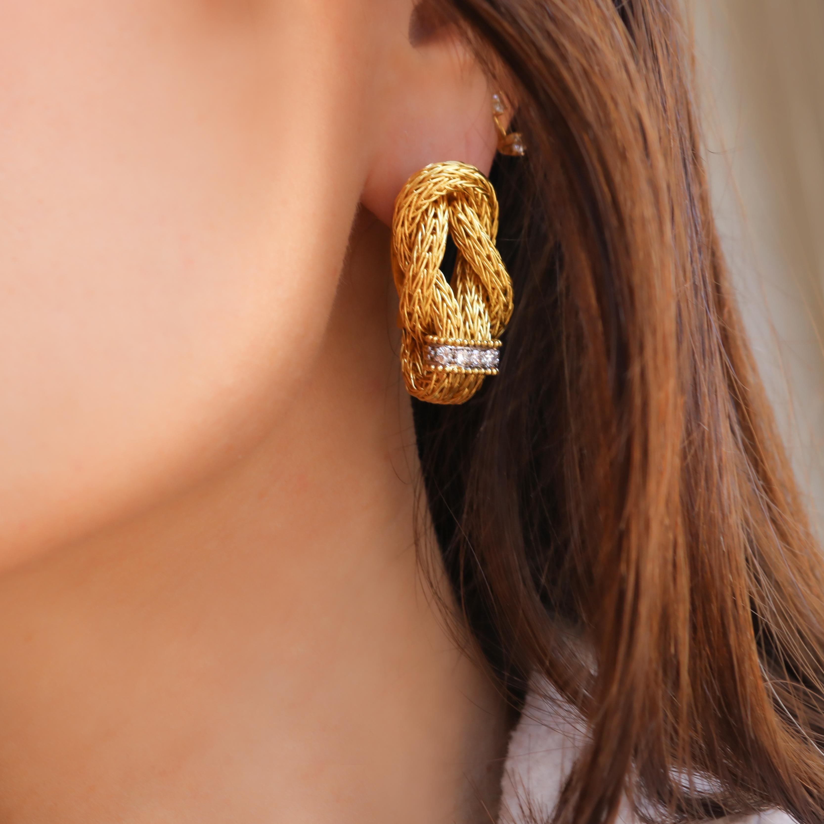 Georgios Collections 18 Karat Yellow Gold Byzantine Earrings with Diamonds For Sale 5