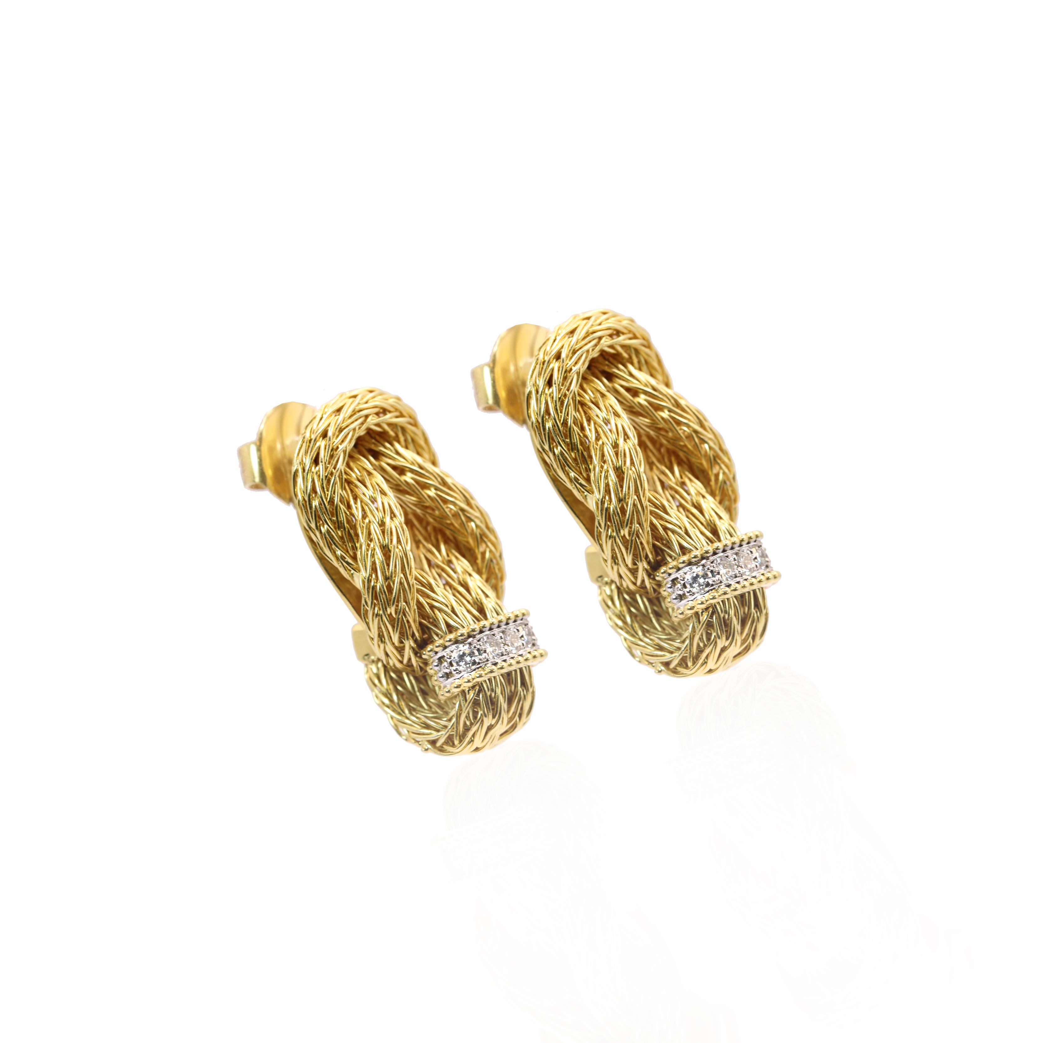 S.Georgios designer Byzantine earrings are masterfully handcrafted from solid 18 Karat Yellow Gold, embodying timeless elegance and exceptional craftsmanship. These striking earrings feature 10 brilliant-cut White Diamonds with a total weight of