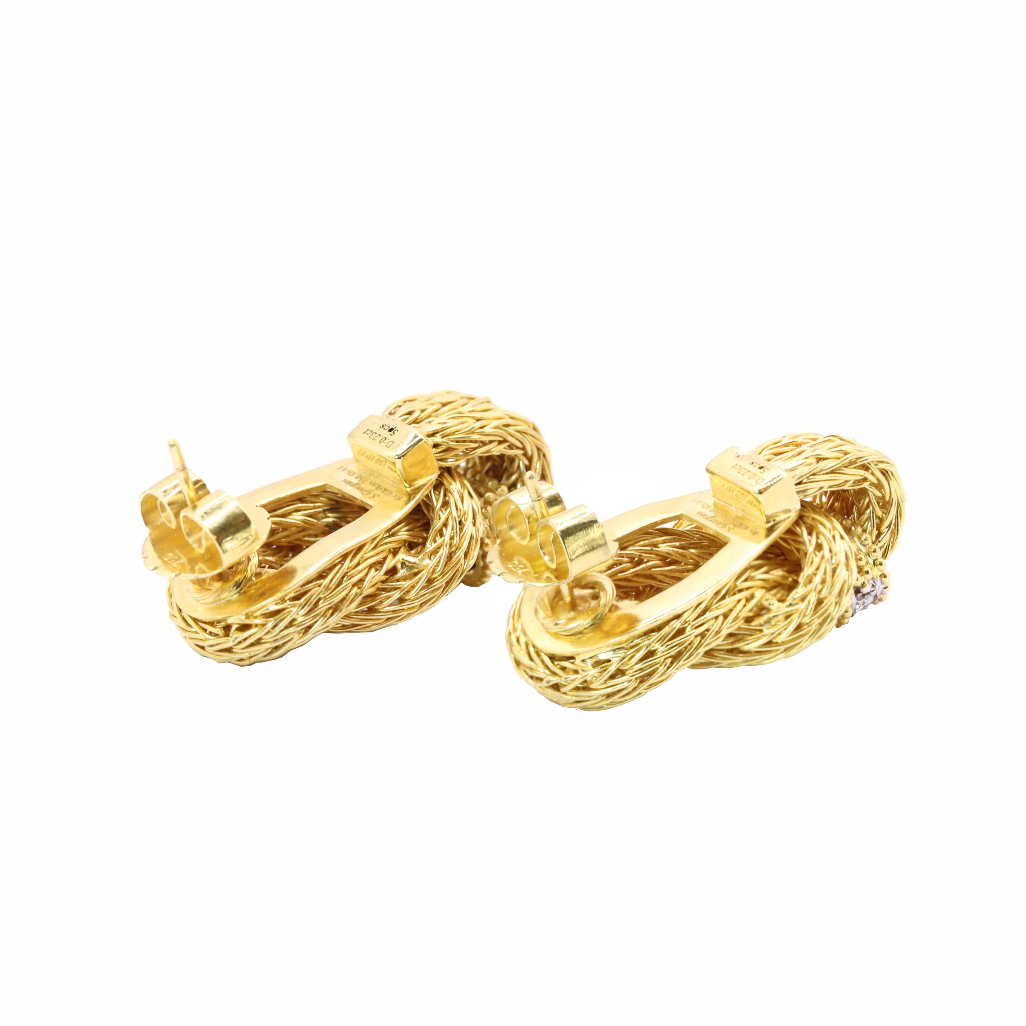 Georgios Collections 18 Karat Yellow Gold Byzantine Earrings with Diamonds In New Condition For Sale In Astoria, NY