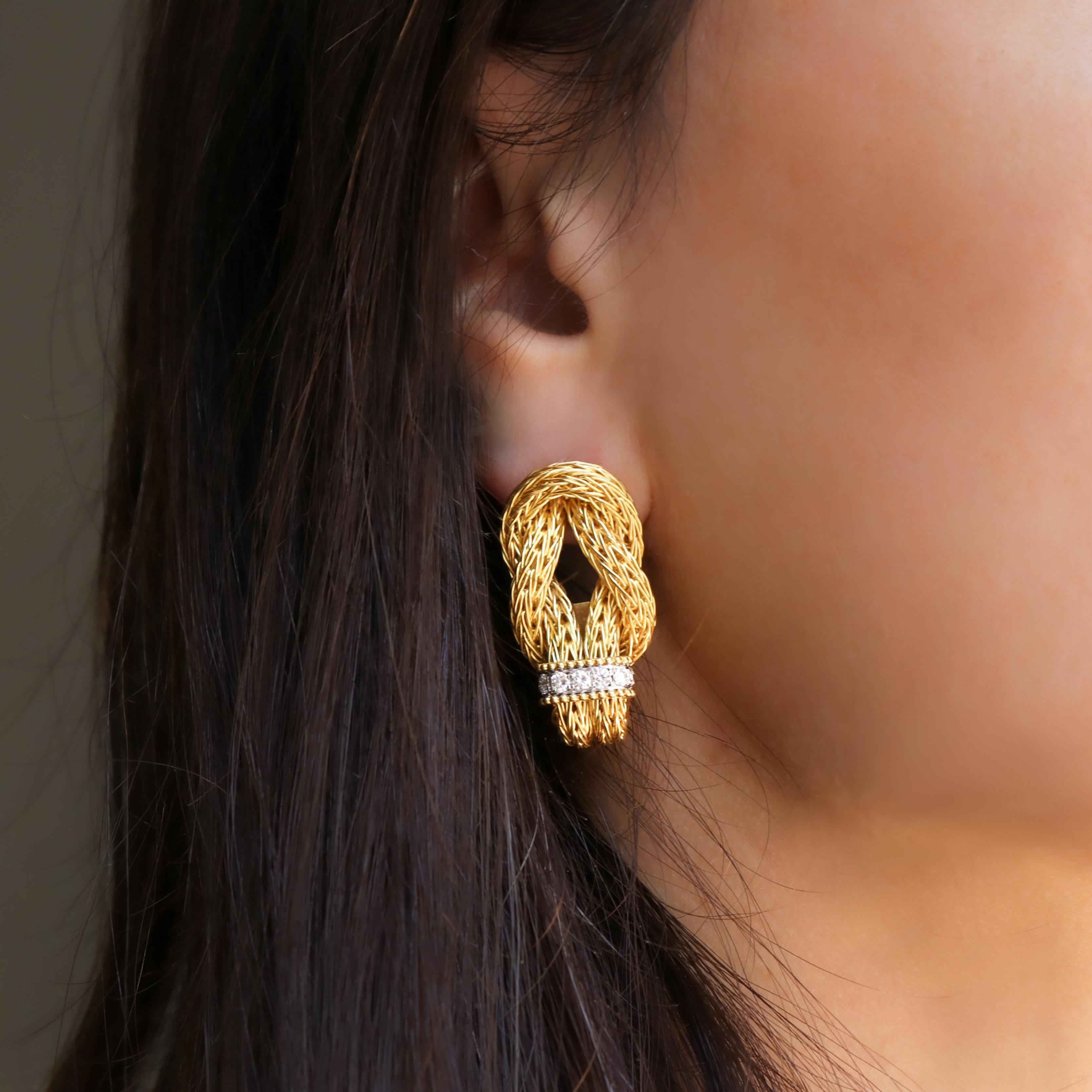 Georgios Collections 18 Karat Yellow Gold Byzantine Earrings with Diamonds For Sale 3