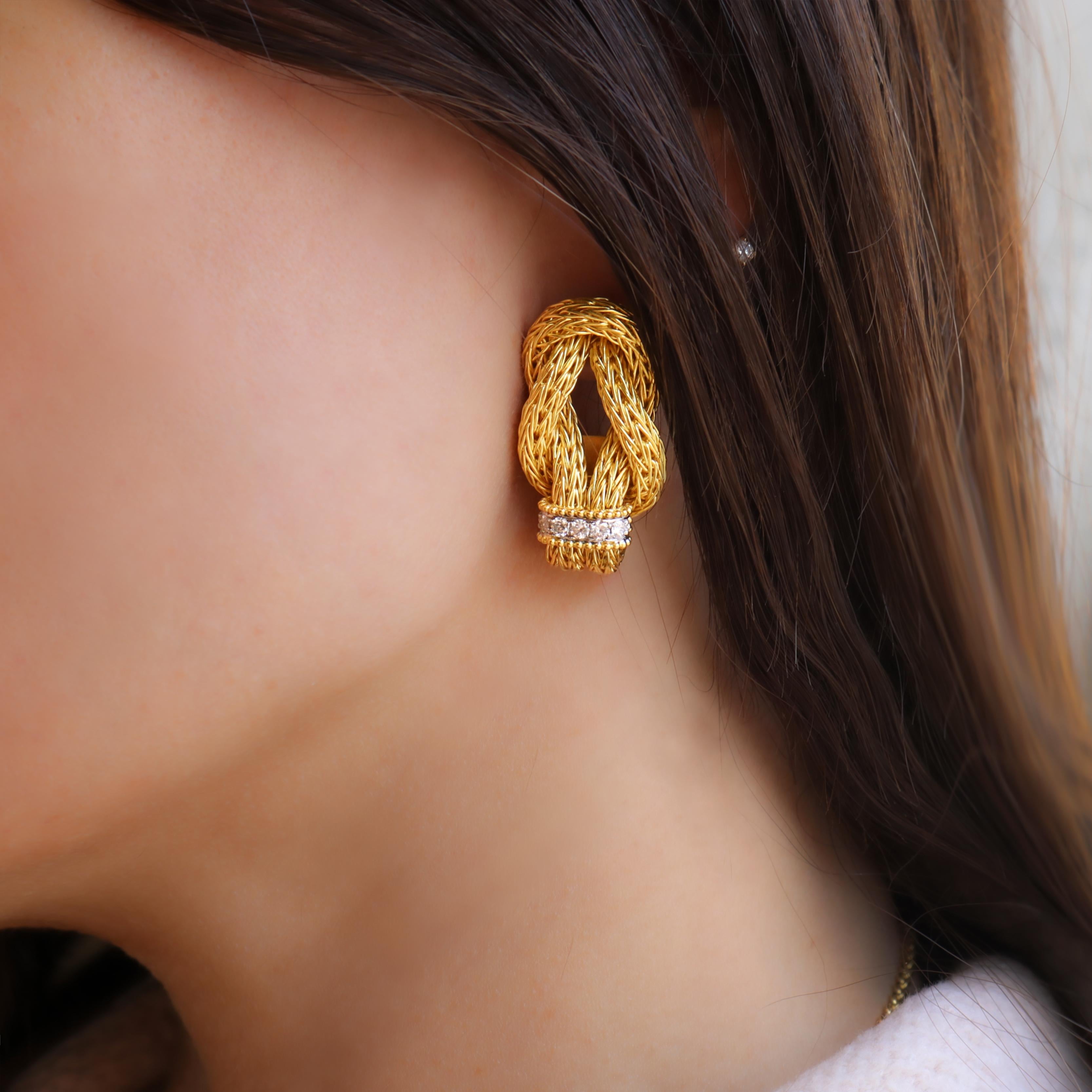 Georgios Collections 18 Karat Yellow Gold Byzantine Earrings with Diamonds For Sale 4