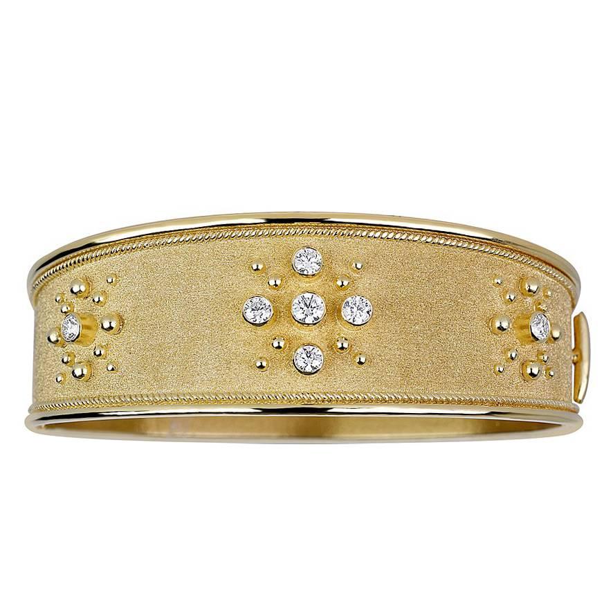 Georgios Collections 18 Karat Yellow Gold Byzantine Style Bracelet with Diamonds