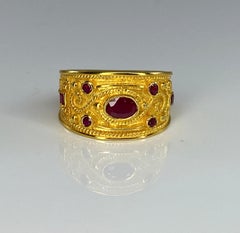 Georgios Collections 18 Karat Yellow Gold Byzantine Style Ruby and Diamond Ring