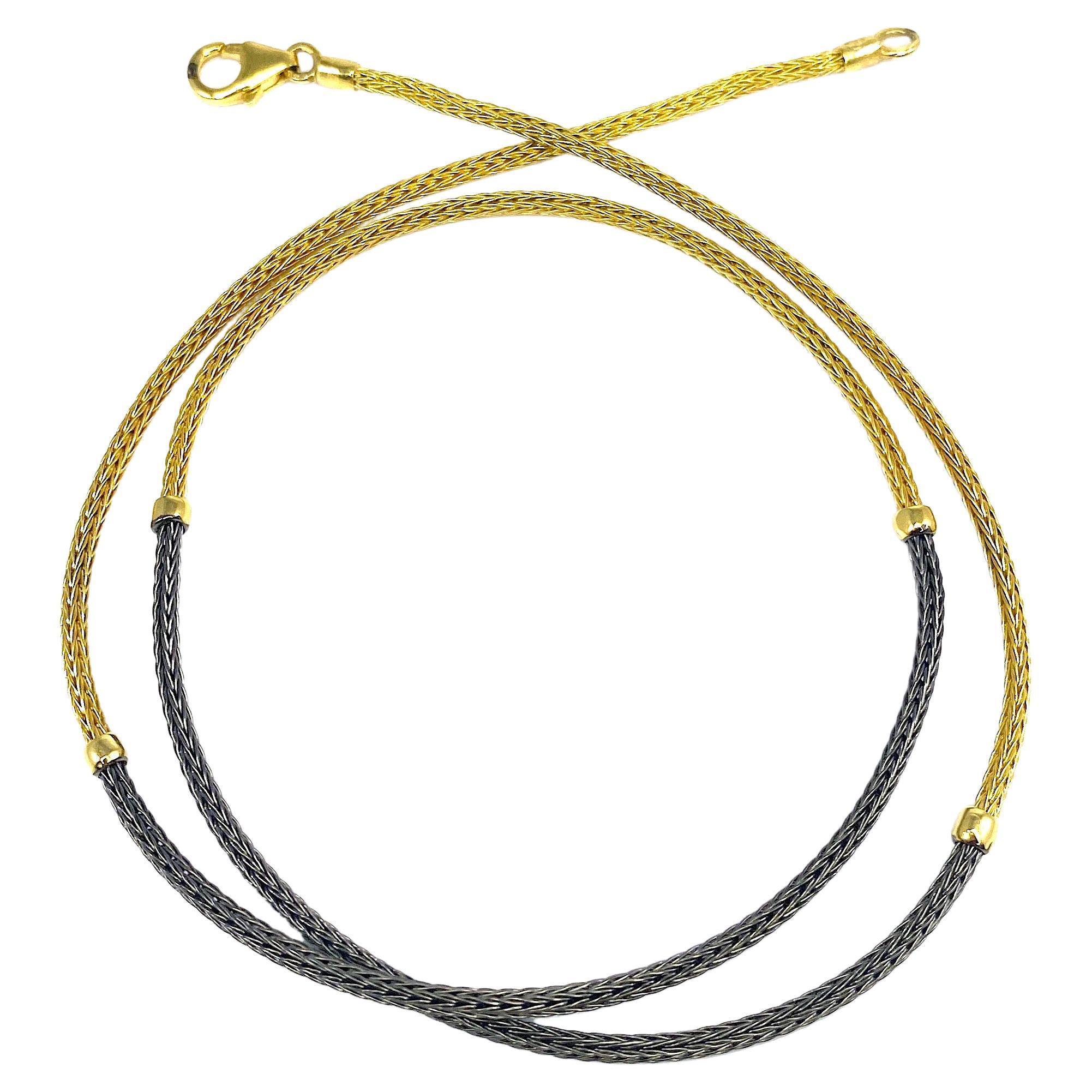 Georgios Collections Collier en or jaune 18 carats avec chaîne et corde tricotée à la main