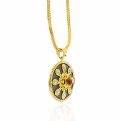 Georgios Collections 18 Karat Yellow Gold Citrine Diamond Pendant with Chain
