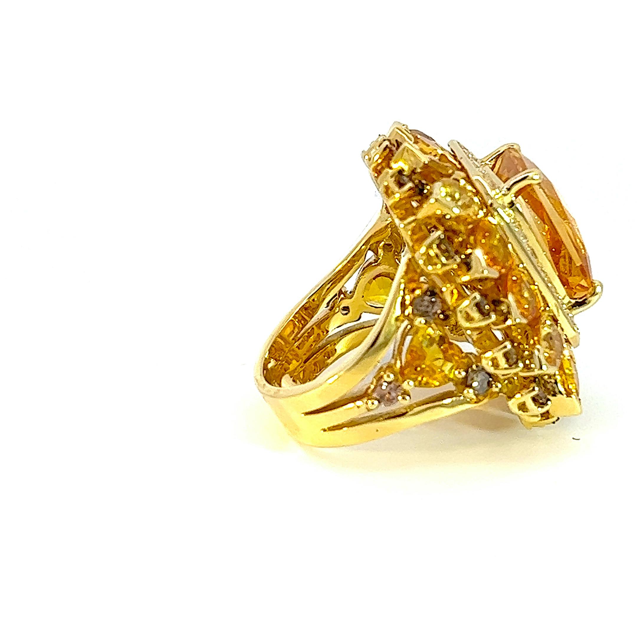 Georgios Collections 18 Karat Yellow Gold Citrine Sapphire and Diamond Ring For Sale 4