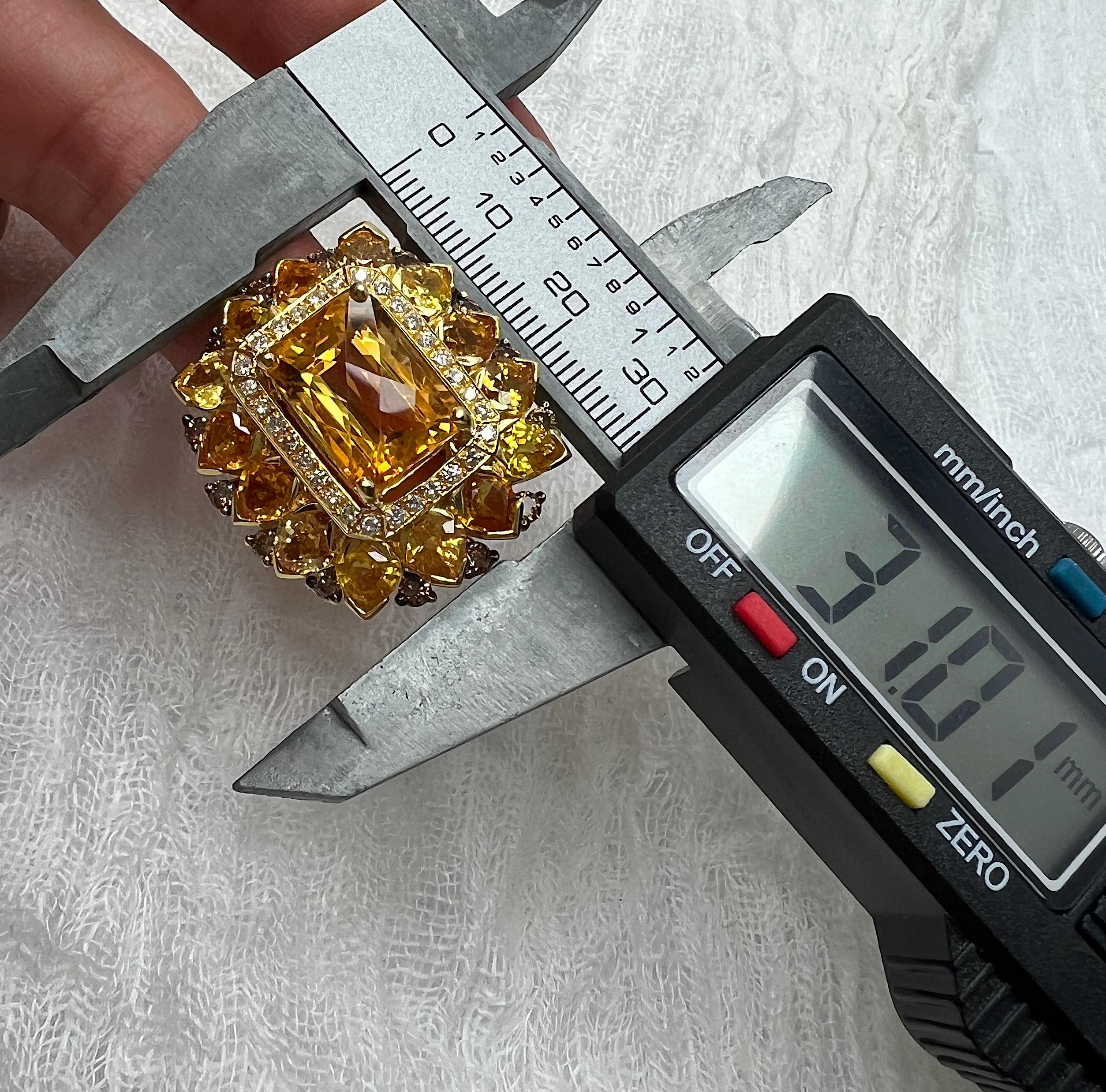 Georgios Collections 18 Karat Yellow Gold Citrine Sapphire and Diamond Ring For Sale 7