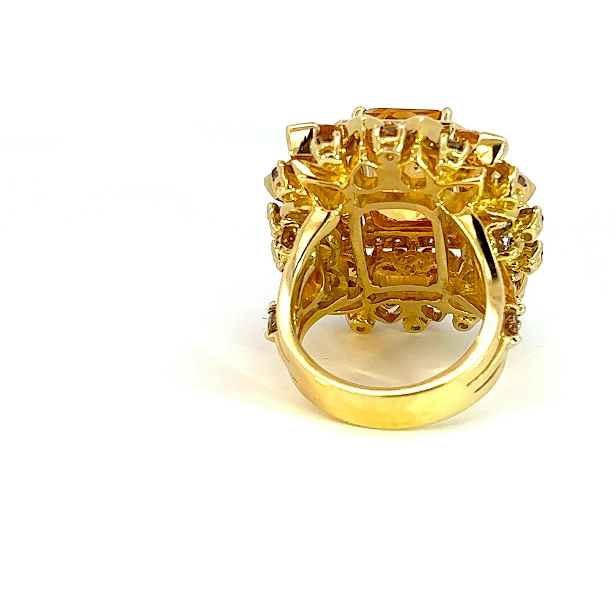 Georgios Collections 18 Karat Yellow Gold Citrine Sapphire and Diamond Ring For Sale 3