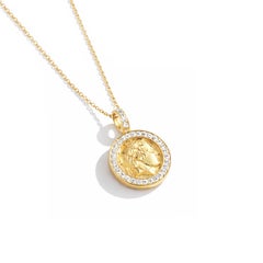 Georgios Collections 18 Karat Yellow Gold Coin Alexander Pendant with Diamonds