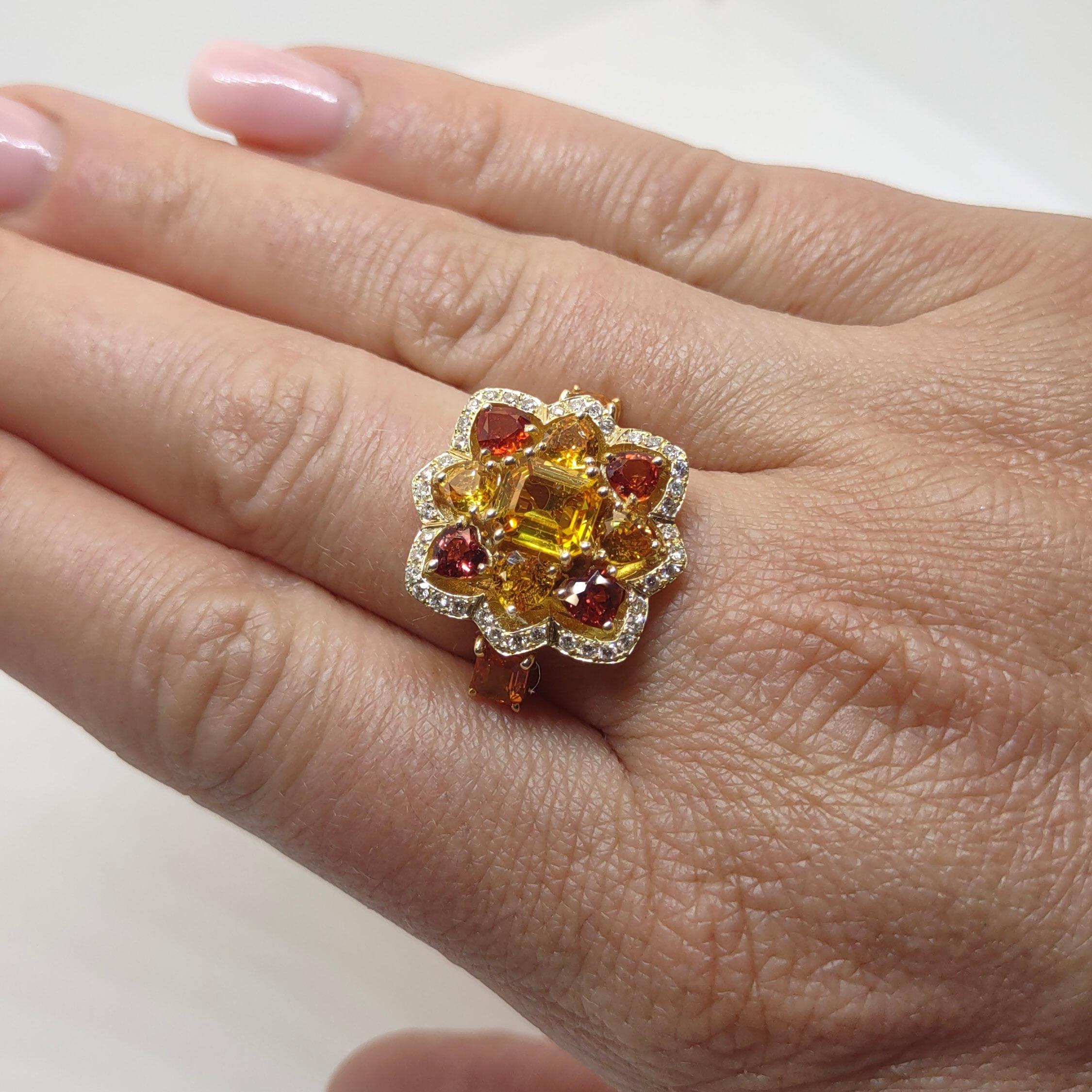 Georgios Collections Bague en or jaune 18 carats en forme de cœur avec saphir et diamants en vente 8