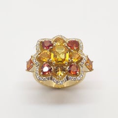 Georgios Collections 18 Karat Yellow Gold Color Heart Sapphire and Diamond Ring