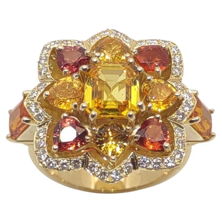 Georgios Kollektionen Ring aus 18 Karat Gelbgold mit Herz-Saphir und Diamant