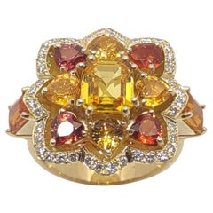 Georgios Collections 18 Karat Yellow Gold Color Heart Sapphire and Diamond Ring