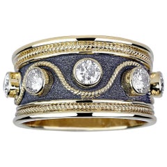 Georgios Collections 18 Karat Yellow Gold and Black Rhodium Diamond Band Ring 