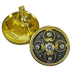 Georgios Collections 18 Karat Yellow Gold Diamond and Granulation Earrings