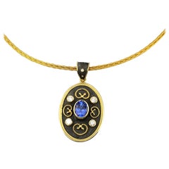 Georgios Collections 18 Karat Yellow Gold Tanzanite and Diamond Pendant Necklace