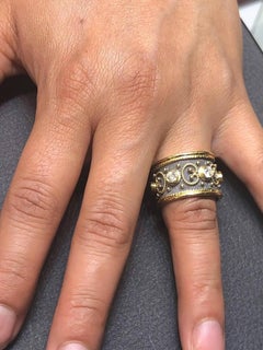 Georgios Collections 18 Karat Yellow Gold Diamond Band Rind with Black Rhodium